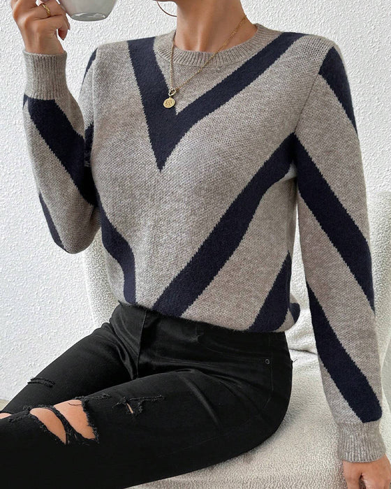 Pullover Mit Geometrischem Muster Und Rundhalsausschnitt Merkmalen