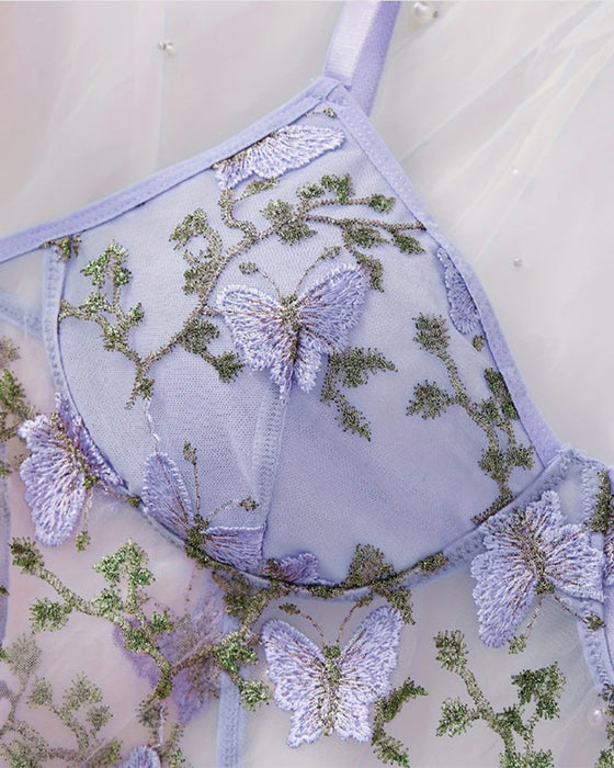 Sexy Blumen-Spitzen-Strumpfhalter-Nachthemd