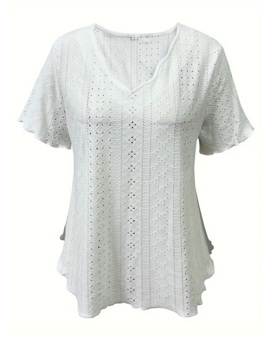 T-Shirt Mit V-Ausschnitt Und Hohlem Französischen Design