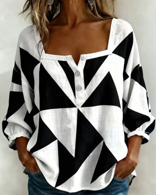 Bluse Lässig Geometrischer Druck