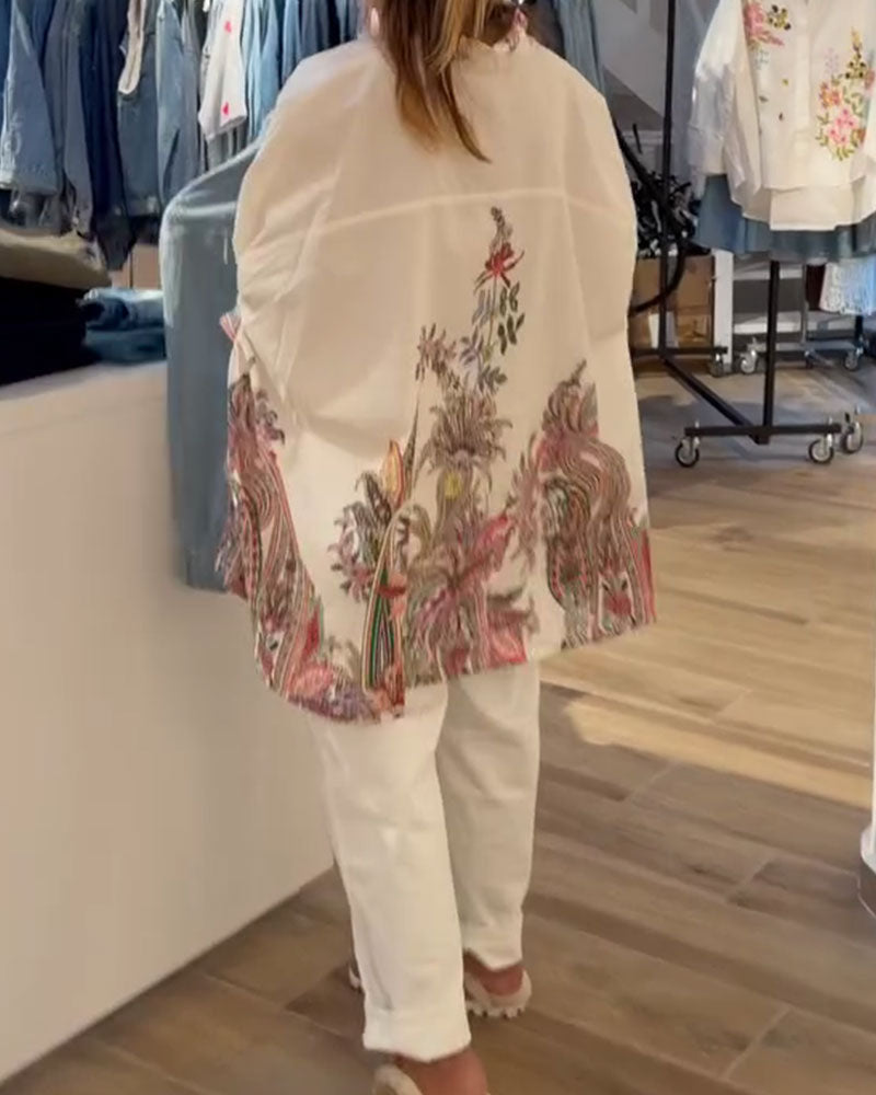 Hemd mit lockerer Passform im Ethno-Stil mit Druck