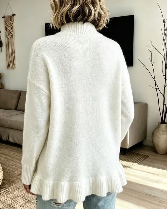 Pullover Mock Neck Rüsche