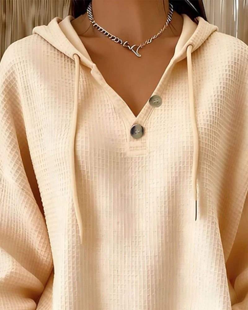 Sweatshirt Lässig Einfarbig Mit Kordelzug