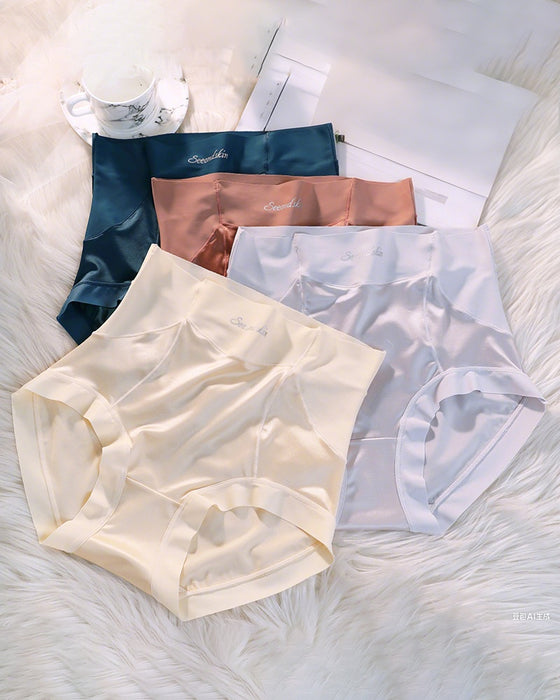 Damen hohe Taille Eisseide Satin nahtlose sexy Slip mit Po-Lift und Bauchkontrolle