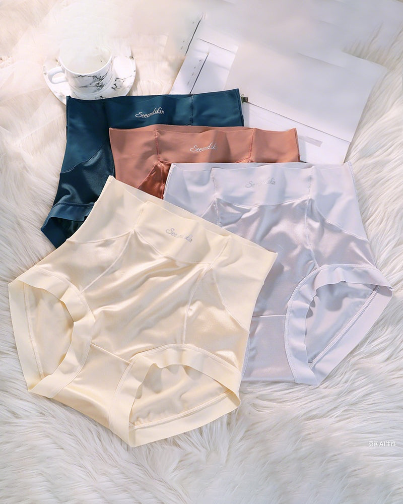 Damen hohe Taille Eisseide Satin nahtlose sexy Slip mit Po-Lift und Bauchkontrolle