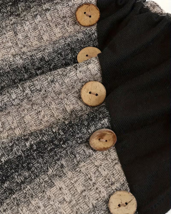 Sweatshirt Unregelmäßig Streifen Knopf