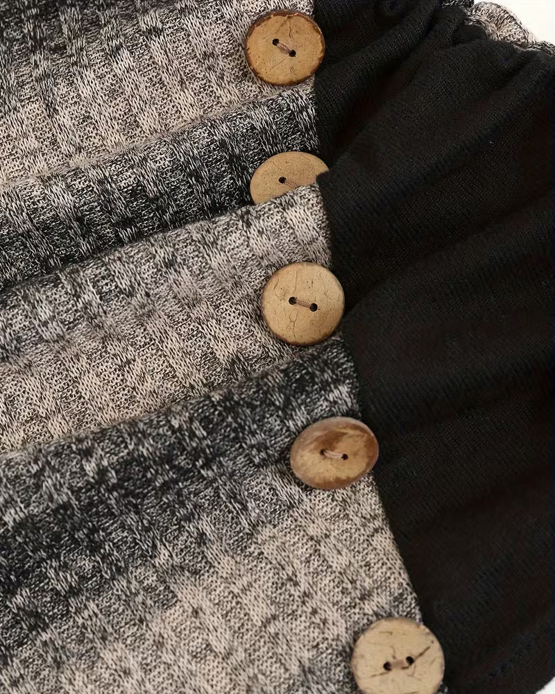 Sweatshirt Unregelmäßig Streifen Knopf