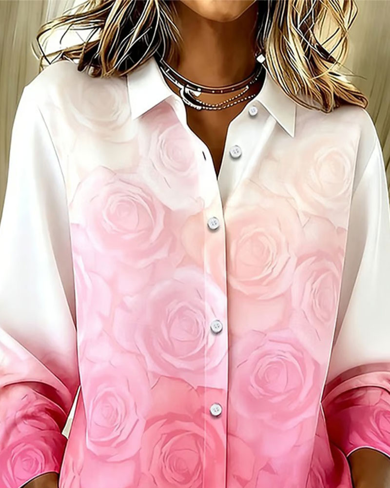 Hemd Farbverlauf Rosen Druck