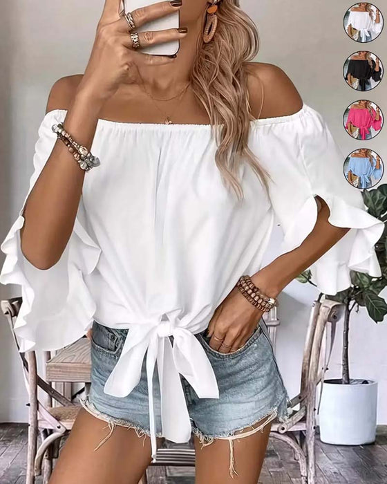 Bluse Bandage Off-Shoulder Rüschenärmel
