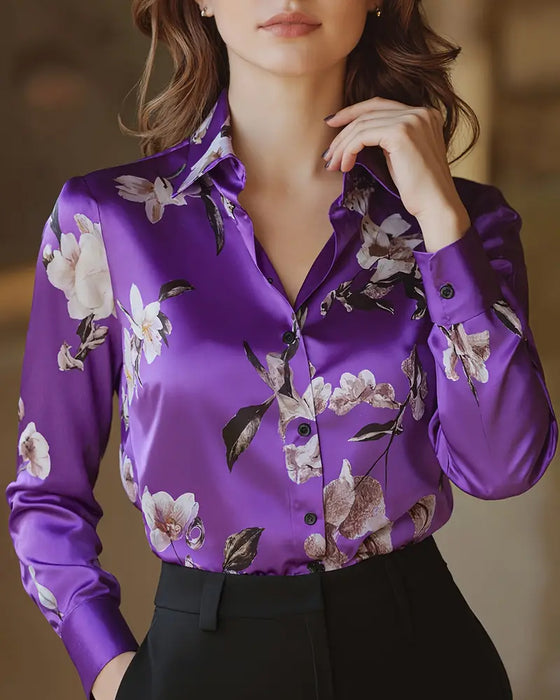Hemd Retro Stil Blumenprint