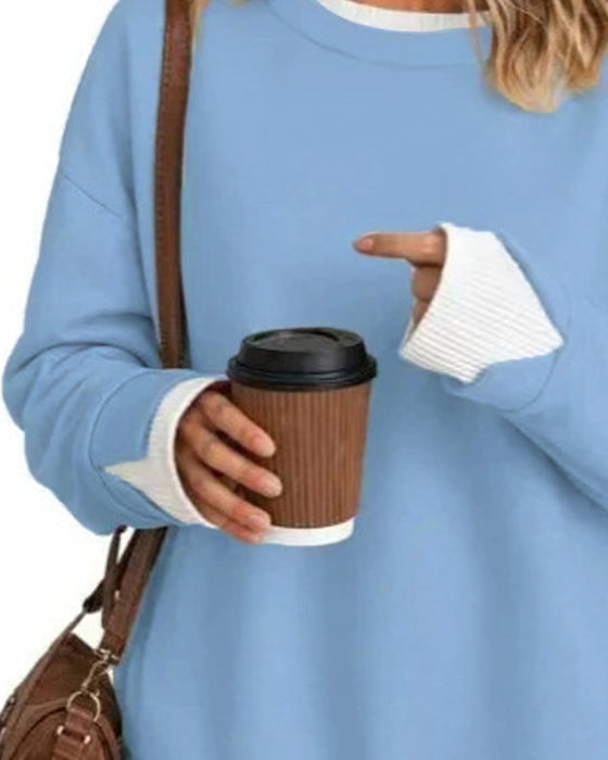 Sweatshirt Gefälscht Geschichtet Locker Langarm