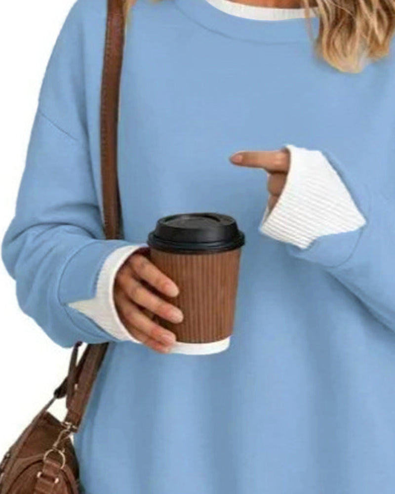 Sweatshirt Gefälscht Geschichtet Locker Langarm