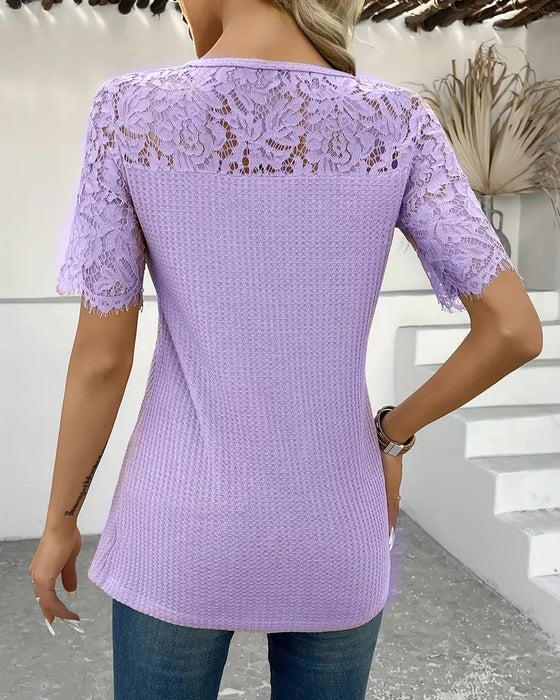 T-Shirt Spitzen Einsatz Gestrickt