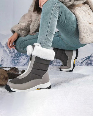 rutschfeste warme Schneestiefel mit Reißverschluss für Damen