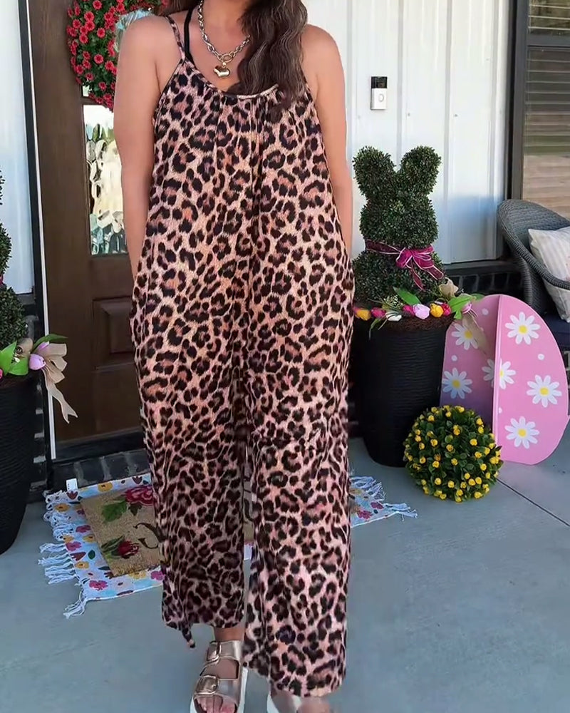 Jumpsuit Leopardenmuster Träger