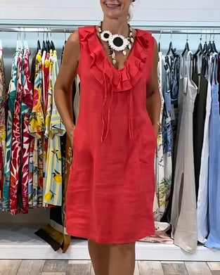 Kleid Rüsche Ärmellos Lässig