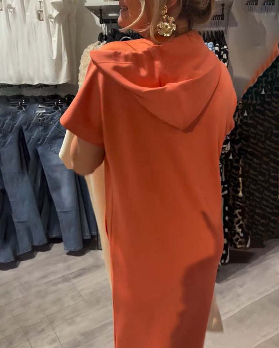Kleid Mit Kapuze Casual Kordelzug
