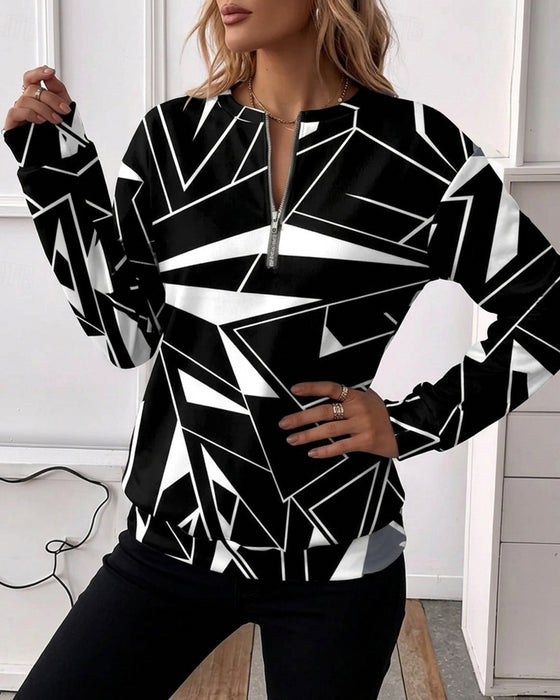 Sweatshirt Lässig Reißverschluss Langarm