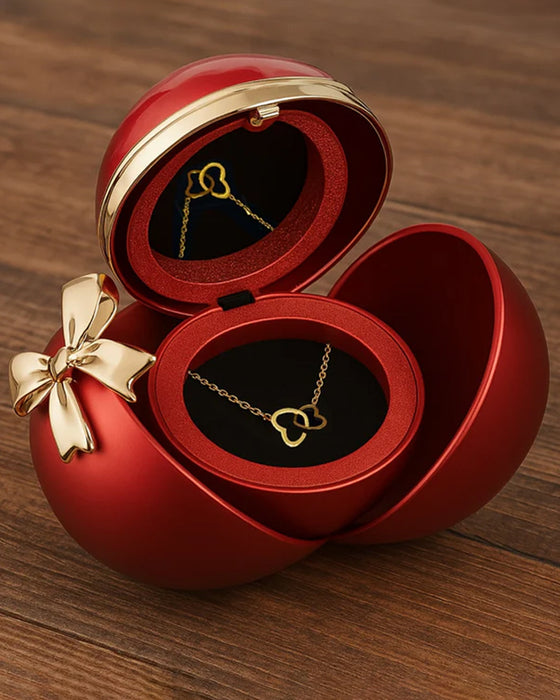 Ball Rose Box - Mit Graviertem Doppelherz-Halsband