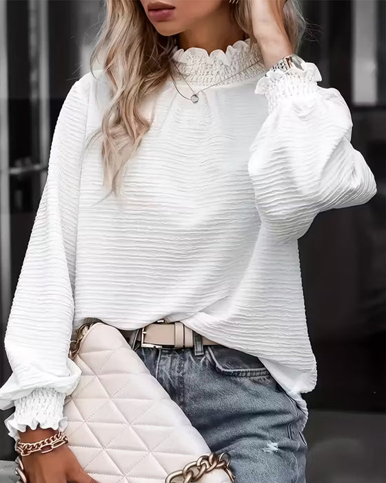 Hemd einfarbig texturierte Rüsche