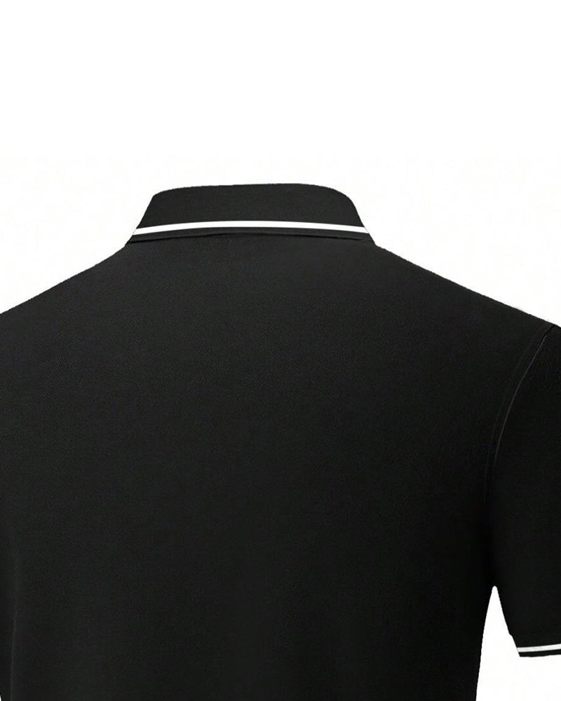 Hemd Herren Regular Fit Kontrastbündchen Kurzarm Strick-Polo