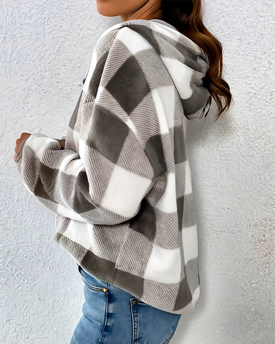 Kapuzenpullover mit Karo-Print