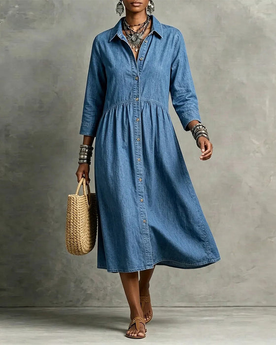 Kleid Hemdkragen Lässig