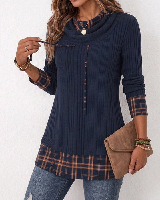 Top Cowl‑Ausschnitt Langarm