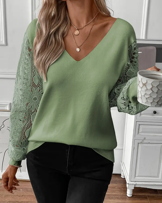Pullover V-Ausschnitt modisch hohl/ajouriert