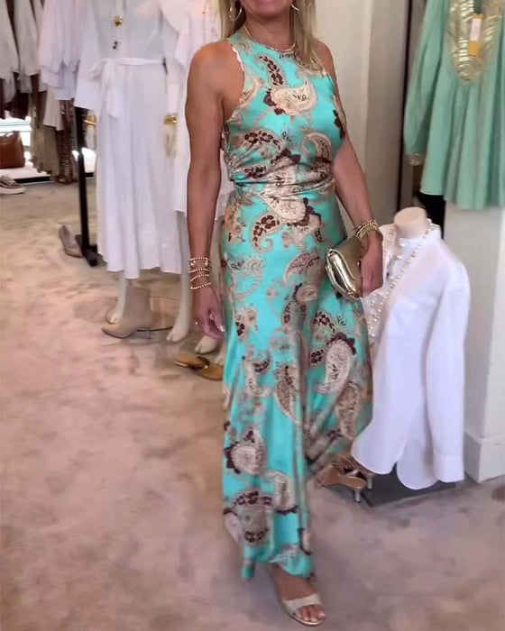 Ärmelloses Kleid Mit Paisleymuster An Der Taille