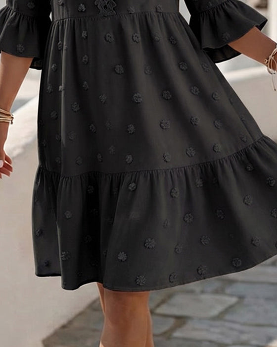 Kleid V-Ausschnitt Spitze Patchwork