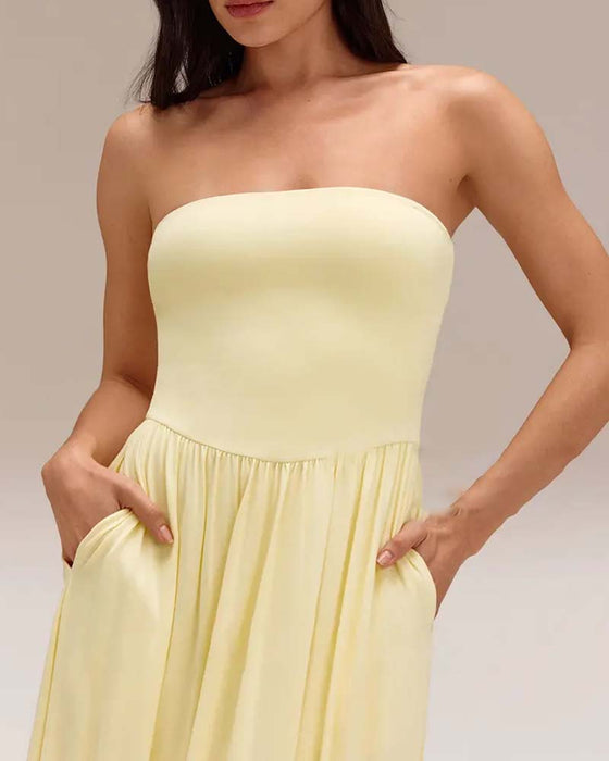 Kleid Konvertibel Trägerlos Taillenschürzend