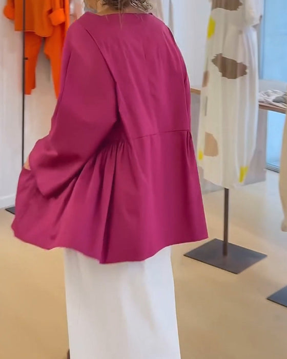 Einfarbiges Langarm‑Bluse