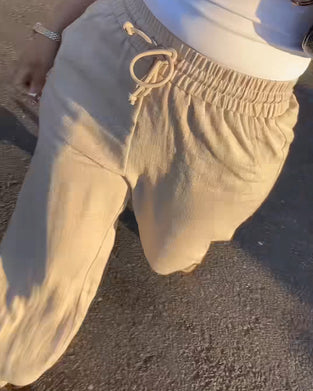 Hose Kordelzug Elastische Taille Lässig Lang