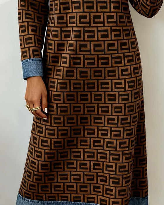 Kleid modisch Monogrammprint Patchwork