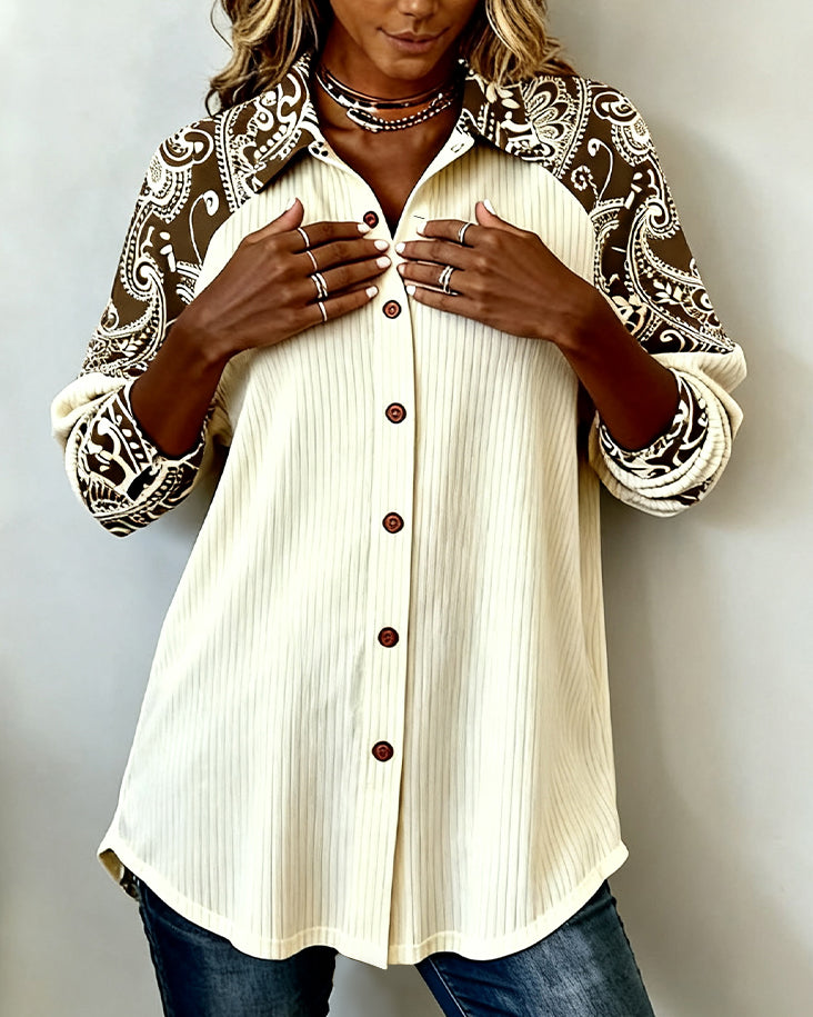 Hemd Mit Casual-Stil Und Geometrischem Patchwork