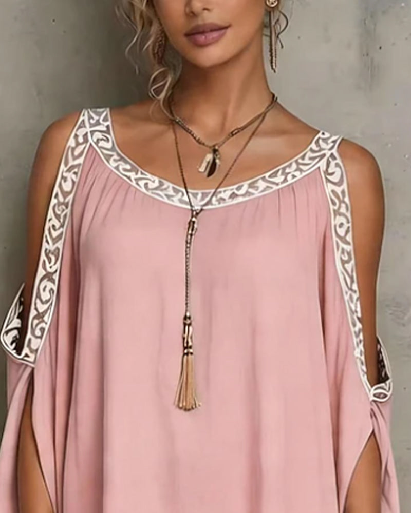 Kleid Lässig Schulterfrei Unregelmäßig