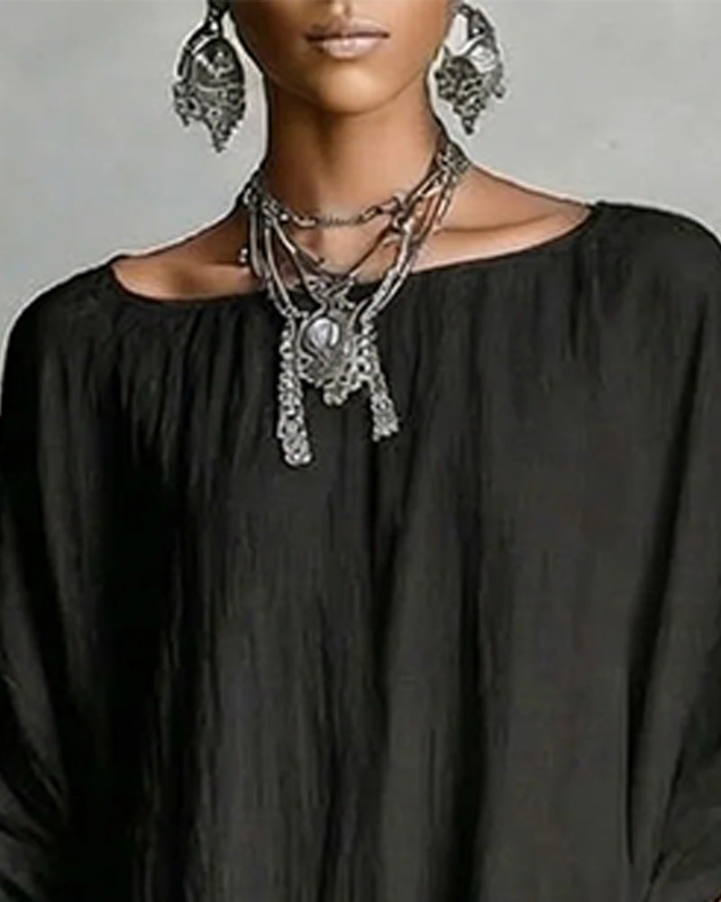 Kleid Locker Fledermaus Ärmel Plus Größe