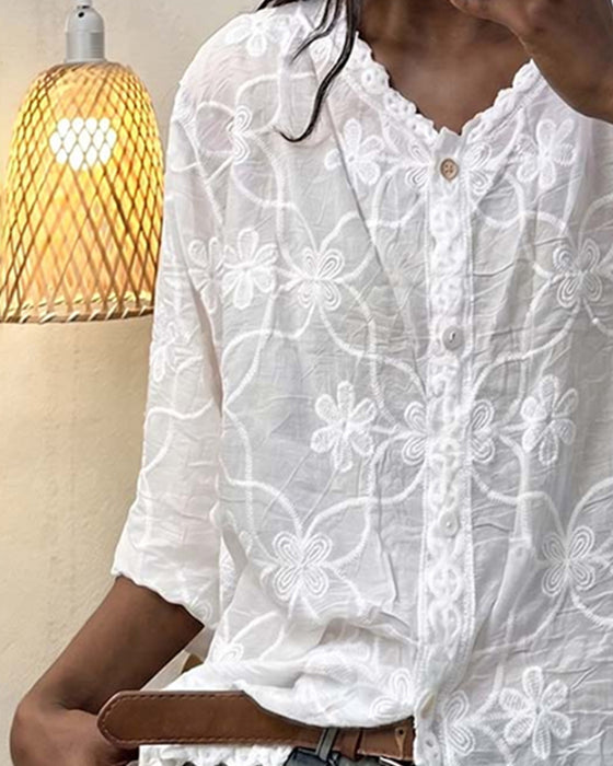 Bluse Französische Spitze Dreiviertel Ärmel