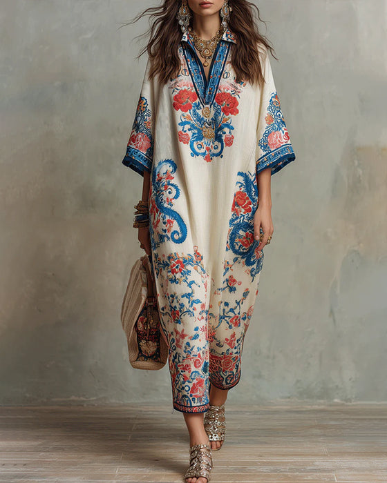 Kleid Bohemian Revers Lässig