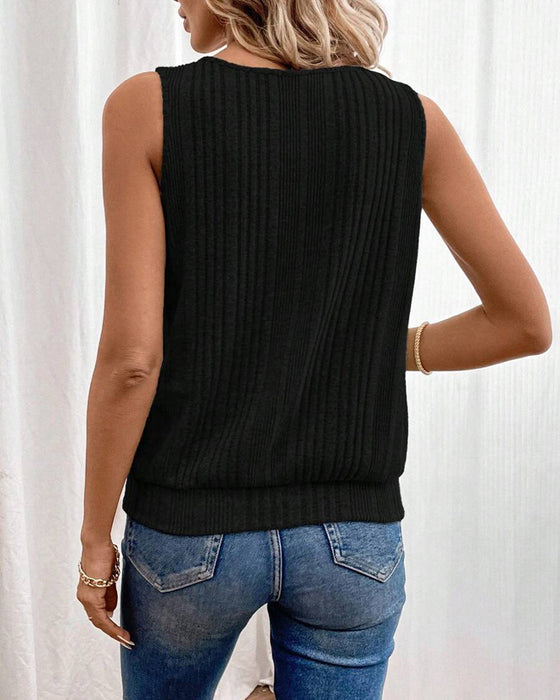Tanktop Mit Quadratischem Halsausschnitt und Texturiertem Design