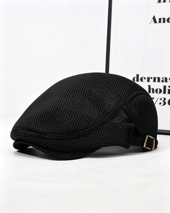 Herren Atmungsaktive Mesh Flache Mütze - Verstellbare Newsboy Ivy Baskenmütze Sommerhut
