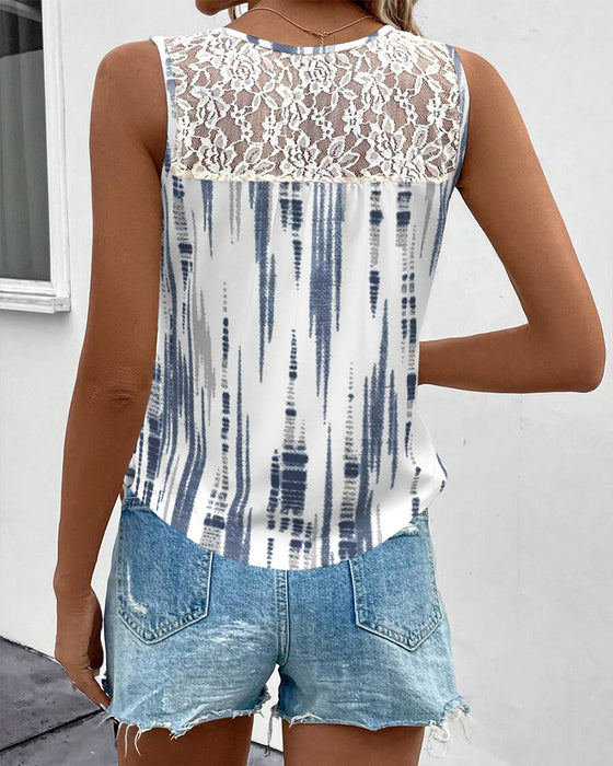 Tanktop V-Ausschnitt Ärmellos Bedruckt Asymmetrisch