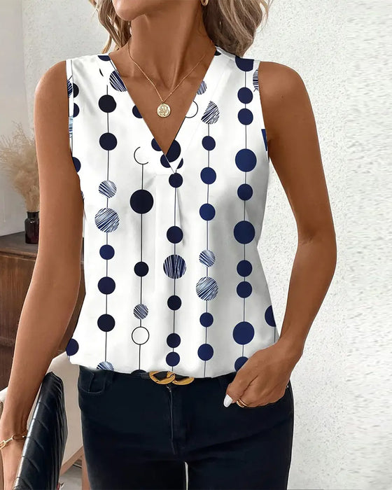 T-Shirt lässig Polka Dot Print ärmellos