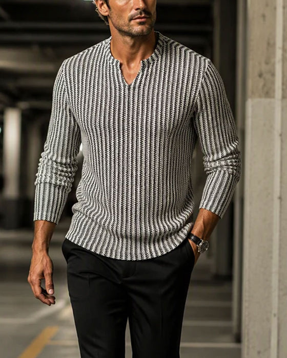 Top Gestreift Dreiviertelarm Herren