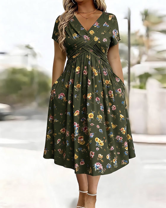 Kleid Blumig Twist Kurzer Ärmel