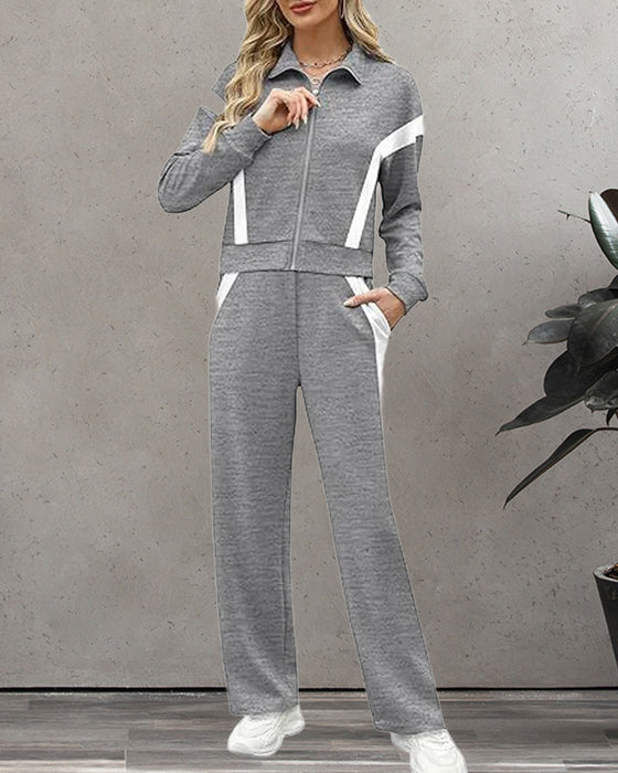 Zweiteilig Set Mit Sporty - Casual Stil Merkmalen Von Jacke Und Hosen