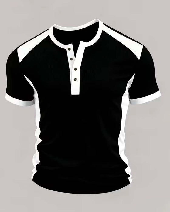 T-Shirt Herren Farbblock Waffel