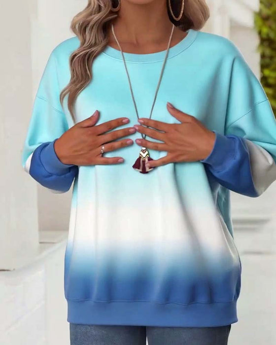 Lässiges Sweatshirt mit Farbverlauf und Rundhalsausschnitt