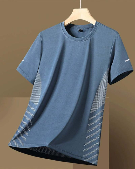 T-Shirt Seitenstreifen Herren Eis Seide